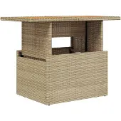 vidaXL Tuintafel 100x55x73 cm poly rattan en acaciahout beige