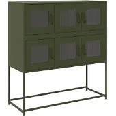 vidaXL Dressoir 100,5x39x107 cm koudgewalst staal olijfgroen