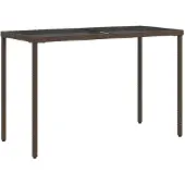vidaXL Tuintafel met glazen blad 115x54x74 cm poly rattan bruin