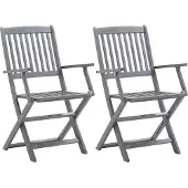 vidaXL Tuinstoelen inklapbaar 2 st massief acaciahout
