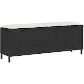 vidaXL Tuinbank met kussen, zwart, 110x30x40,5 cm, polyrotan
