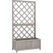vidaXL Plantenbak met latwerk 70x30x135 cm massief vurenhout grijs