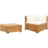 vidaXL 2-delige Loungeset met kussens massief acaciahout