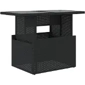 vidaXL Tuintafel met glazen blad 100x55x73 cm poly rattan zwart