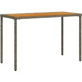 vidaXL Tuintafel met acaciahouten blad 115x54x74 cm poly rattan grijs