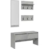 vidaXL 4-delige Garderobe set bewerkt hout betongrijs