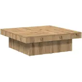 vidaXL Salontafel 90x90x28 cm bewerkt hout artisanaal eikenkleur
