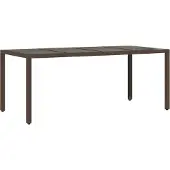 vidaXL Tuintafel met glazen blad 190x90x75 cm poly rattan bruin