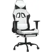 vidaXL Massage gamestoel met voetensteun kunstleer zwart en wit