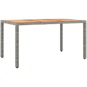 vidaXL Tuintafel met houten blad poly ratten en acaciahout grijs