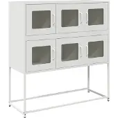 vidaXL Dressoir 100,5x39x107 cm koudgewalst staal wit