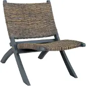 vidaXL Relaxstoel natuurlijk kubu rattan en massief mahoniehout grijs