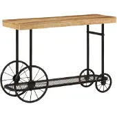 vidaXL Wandtafel 112x36x76 cm massief mangohout en ijzer