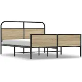 vidaXL Bedframe zonder matras metaal gerookt eikenkleurig 160x200 cm