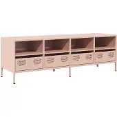 vidaXL Tv-meubel 135x39x43,5 cm koudgewalst staal roze