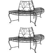 vidaXL Boombanken 2 st halfrond Ø160 cm staal zwart