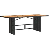 vidaXL Tuintafel met acaciahouten blad 190x80x75 cm poly rattan zwart