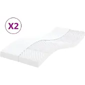 vidaXL Schuimmatrassen 2 st 7 zones hardheid 20 ILD 80x200 cm wit