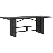 vidaXL Tuintafel met glazen blad 190x80x74 cm poly rattan zwart