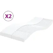 vidaXL Schuimmatrassen 2 st 7 zones hardheid 20 ILD 90x200 cm wit