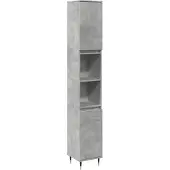 vidaXL Badkamerkast 30x30x190 cm bewerkt hout betongrijs