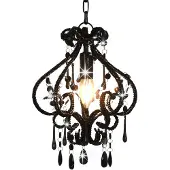 Möbelando vidaXL Plafondlamp met parels, zwart, rond, E14