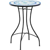 vidaXL Bistrotafel Ø 50x70 cm keramiek blauw en wit