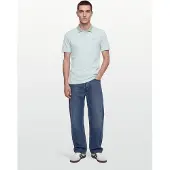 BOSS Heren Katoenen piqué polo met turquoise logoprint (L), Casual, Korte mouwen 50507814