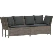 vidaXL Tuinbank met kussens poly rattan grijs