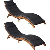 vidaXL Ligstoelen met kussens 2 st massief acaciahout donkergrijs