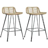 vidaXL Barstoelen 2 st natuurlijk rattan