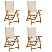vidaXL Klapstoelen 4 stuks van massief acaciahout en textilene