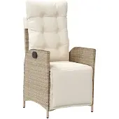 vidaXL Tuinstoel verstelbaar met voetensteun poly rattan beige