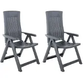 vidaXL Tuinstoelen 2 st verstelbaar kunststof antracietkleurig