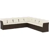 vidaXL 9-delige Loungeset met kussens poly rattan bruin