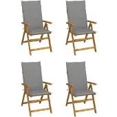 vidaXL Tuinstoelen 4 st verstelbaar met kussens massief acaciahout