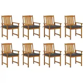 vidaXL Tuinstoelen 8 st met kussens massief acaciahout