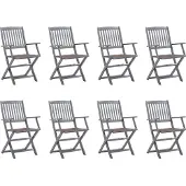 vidaXL Tuinstoelen 8 st inklapbaar met kussens massief acaciahout