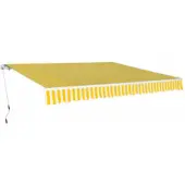vidaXL Luifel handmatig uittrekbaar 600 cm geel/wit