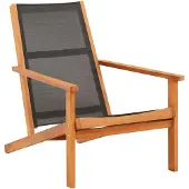 vidaXL Loungestoel massief eucalyptushout en textileen zwart