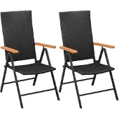 vidaXL Tuinstoelen stapelbaar 2 st poly rattan zwart