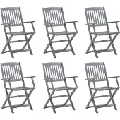 vidaXL Klapstoelen, 6 stuks, gemaakt van massief acaciahout