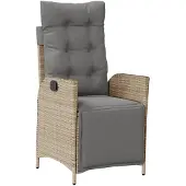 vidaXL Tuinstoel verstelbaar met voetensteun poly rattan gemengd beige