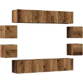 vidaXL 8-delig Tv-meubelset wandmontage bewerkt hout oud houtkleurig
