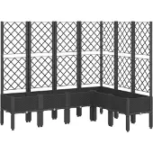 vidaXL Plantenbak met latwerk 160x120x142 cm polypropeen zwart