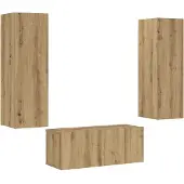 vidaXL Tv-wandkasten 3 st bewerkt hout artisanaal eikenkleurig