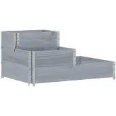 vidaXL Verhoogde plantenbak 3-laags 120x80 cm massief grenenhout grijs