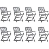 vidaXL Tuinstoelen 8 st inklapbaar met kussens massief acaciahout