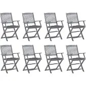 vidaXL Tuinstoelen 8 st inklapbaar met kussens massief acaciahout
