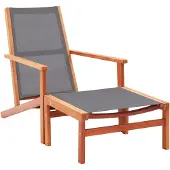 vidaXL Tuinstoel met voetensteun eucalyptushout en textileen grijs